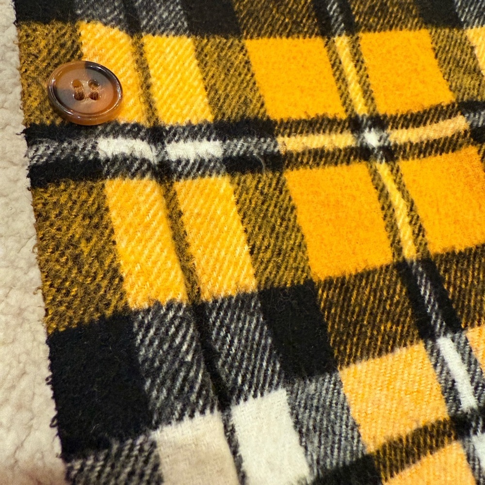 Fashion Nova Yellow and Black Plaid Utility Hooded Fleece Jacket/Shacket - Picture 7 of 9